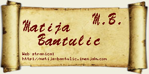 Matija Bantulić vizit kartica